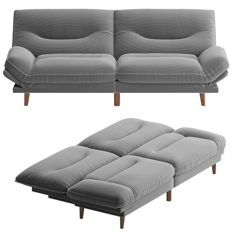 Canapé FUTON avec côtés et dossier réglables, Gris