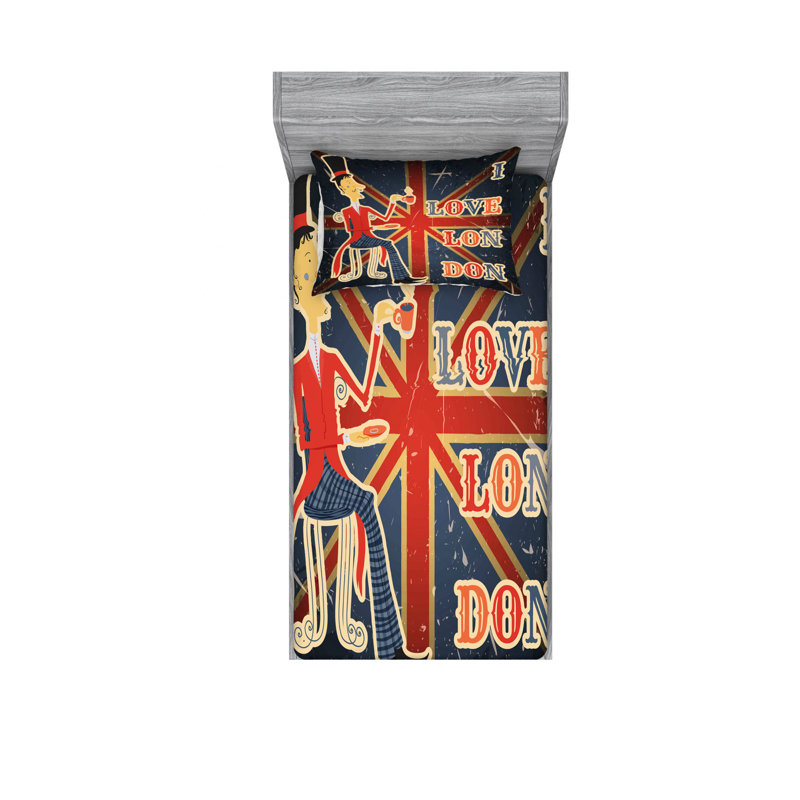 Ensemble de draps I Love London, Ensemble de draps pour lit simple TG avec drap-hou