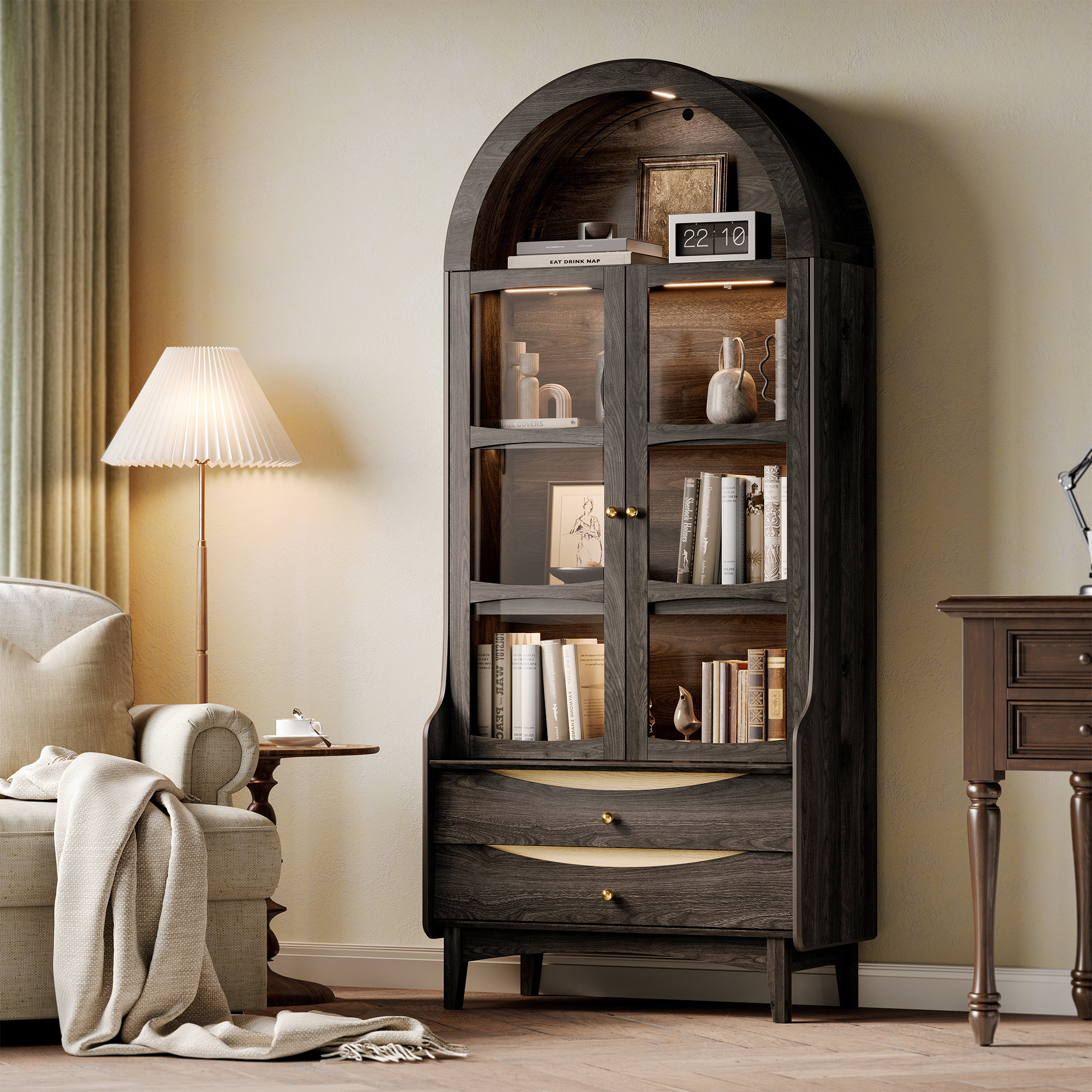 STO'SENSE Arched Bookcase With Led Lights.73