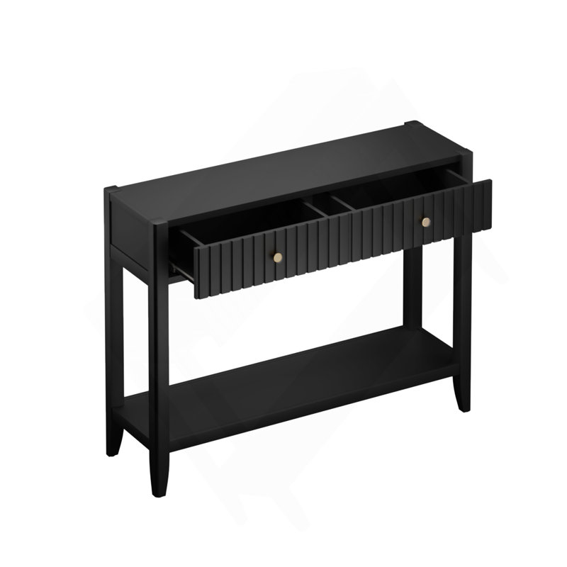 Console avec tiroirs, table d'appoint en bois avec table de rangement étroite et tablette de rangement