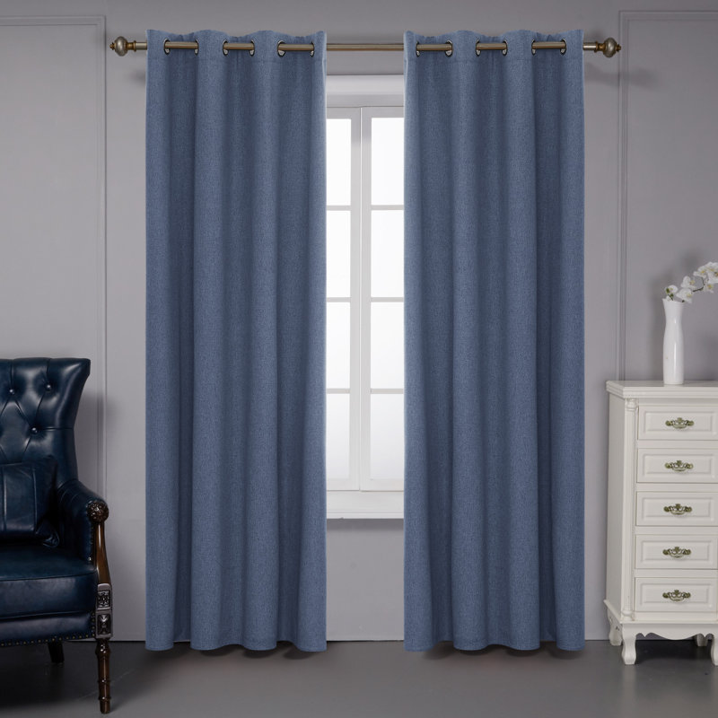 Ipswich Blackout Thermal Grommet Curtain Panels, 52" W x 95" L, Blue