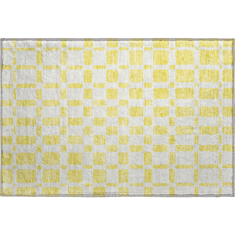 Premium Machine Washable Prisco Yellow Rug