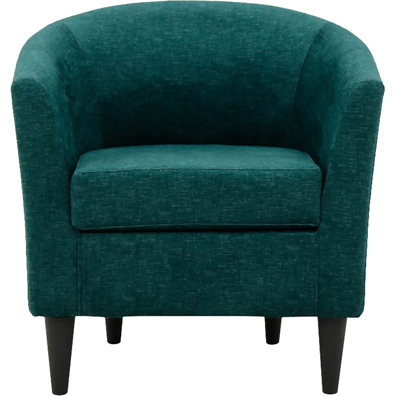 Fauteuil demi-tonneau l 31,5 po Kronos, Polyester bleu sarcelle Aston, Noir