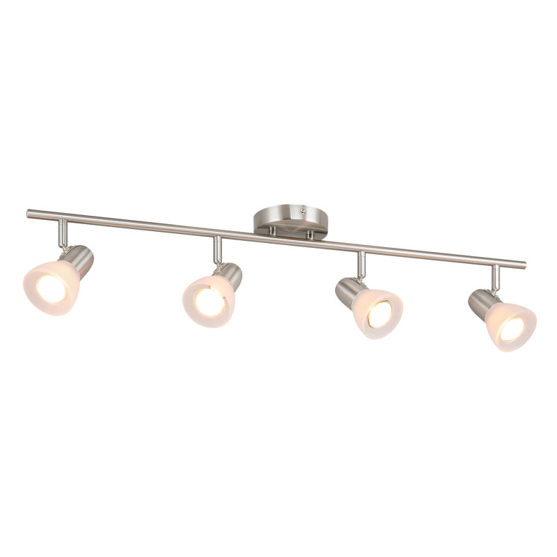 Brushed Nickel 4-Light Modern Track Lighting with Glass Shades