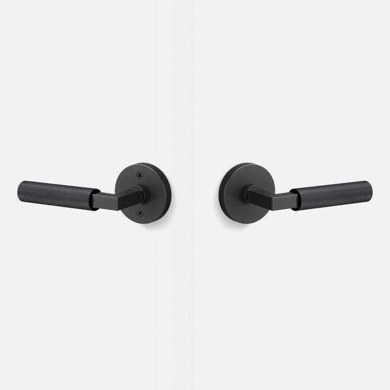 Levanto Round Passage Rosette, Knurled Grip, Flat Black