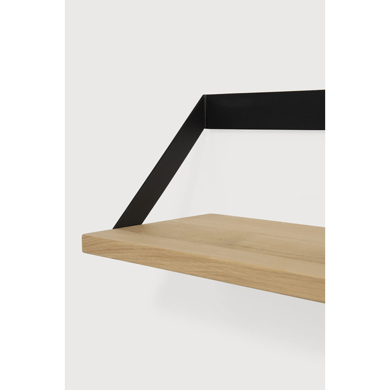 Ribbon Oak Solid Wood Floating Shelf, Black