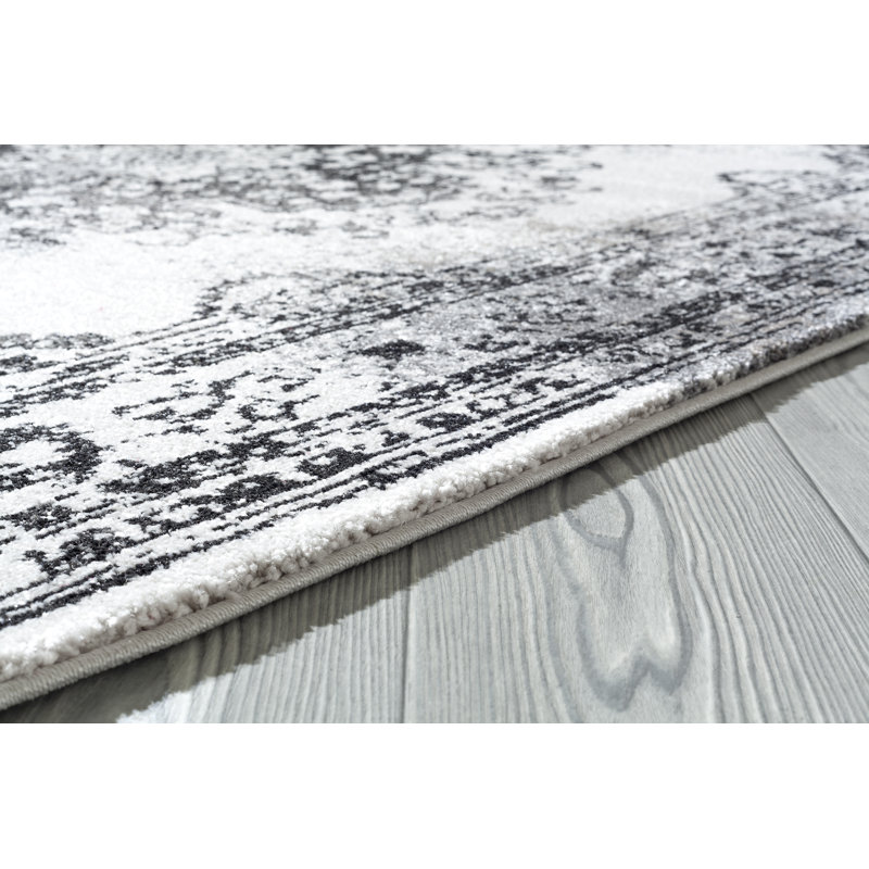 Tapis oriental anthracite area Gries, Rectangle 5 pi 2 po x 7 pi 2 po