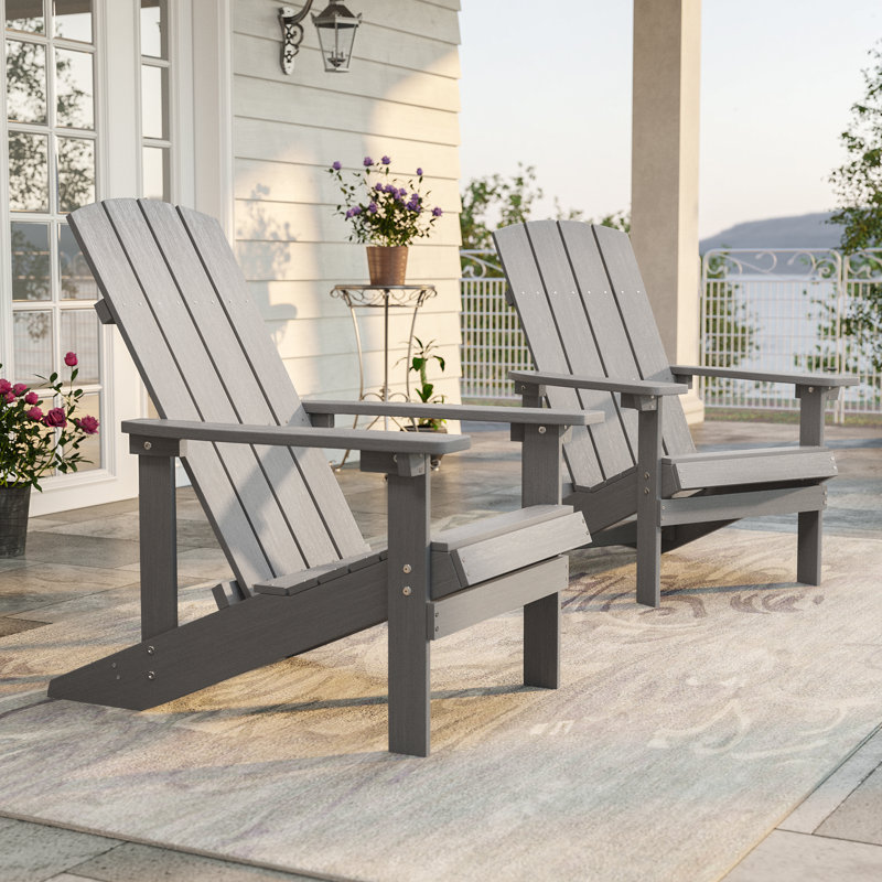 Chaise Adirondack en plastique Lall, Gris charbon