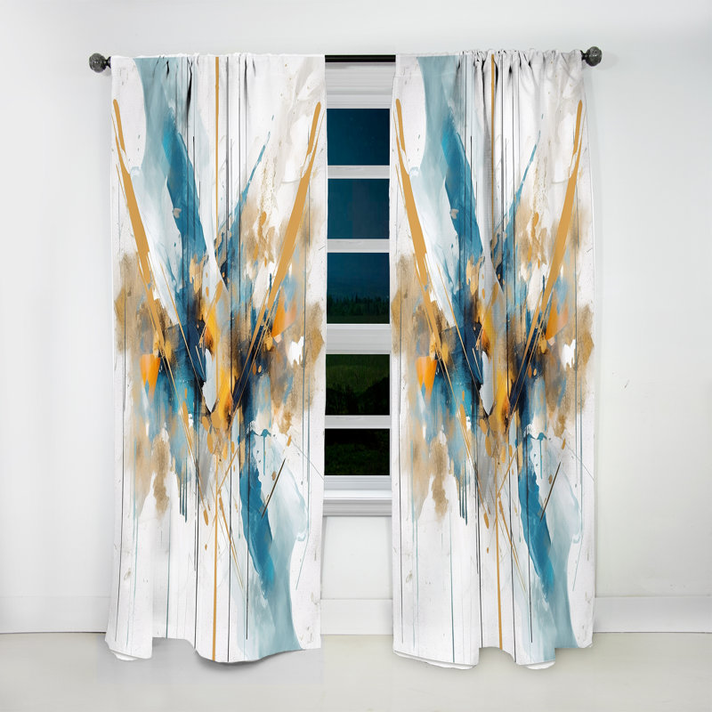 Teal And Gold Elegance - Modern Curtain - Velvet Room Darkening - 1 Panel, 52" W x 84" L