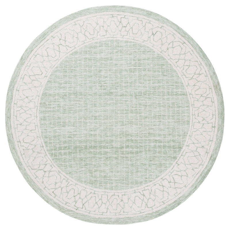 Ebony 278 Hand Tufted Indian Wool Pile Geometric Rug, Round 6'