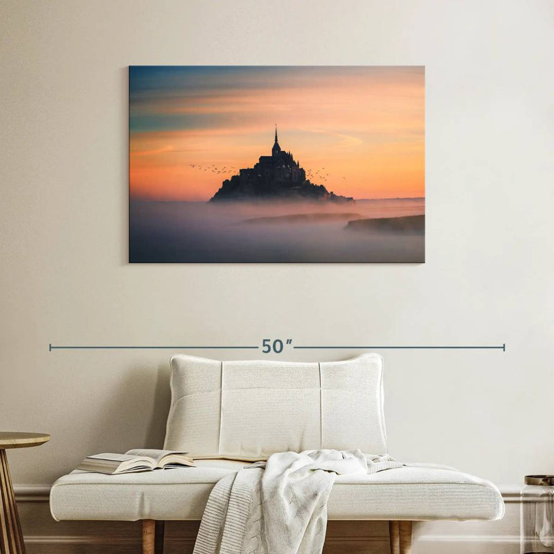 Lilie, château mystique au lever du soleil, H 26 po x l 39 po