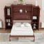 Lit escamotable en bois avec tablettes et armoires-870822932-870822931