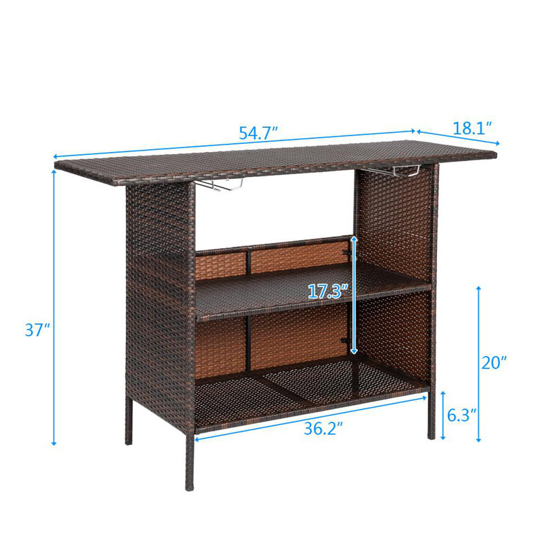 Breinne Rectangular Wicker/Rattan Outdoor Bar Table