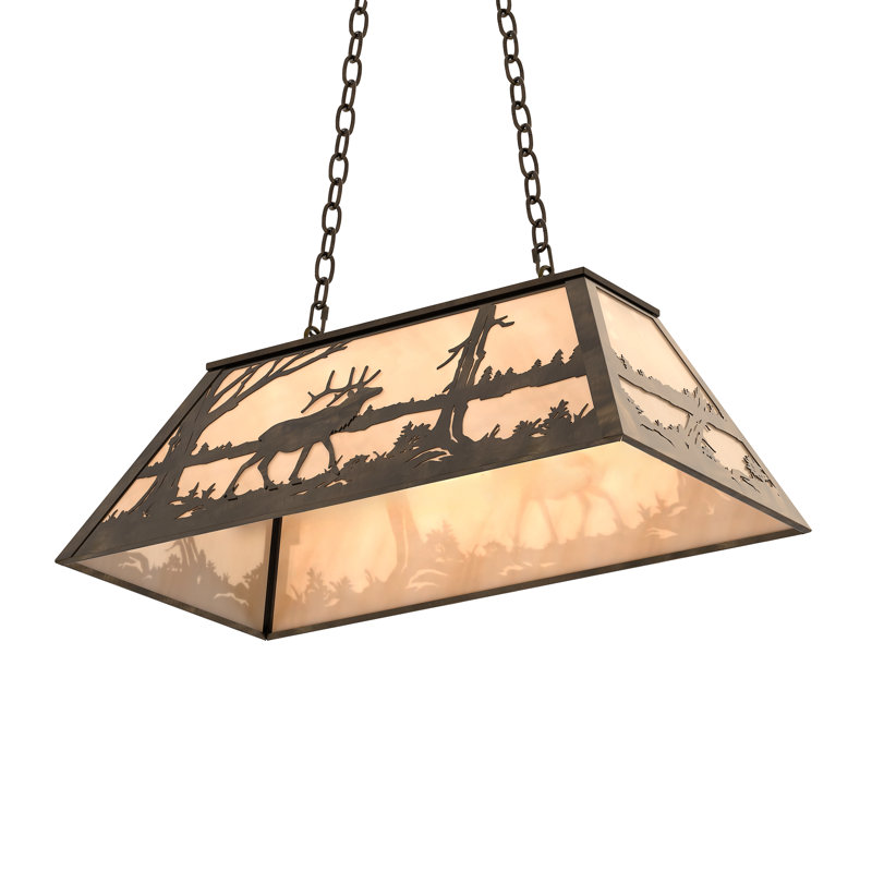 6 - Light Pendant, Antique Copper, Glass, Beige
