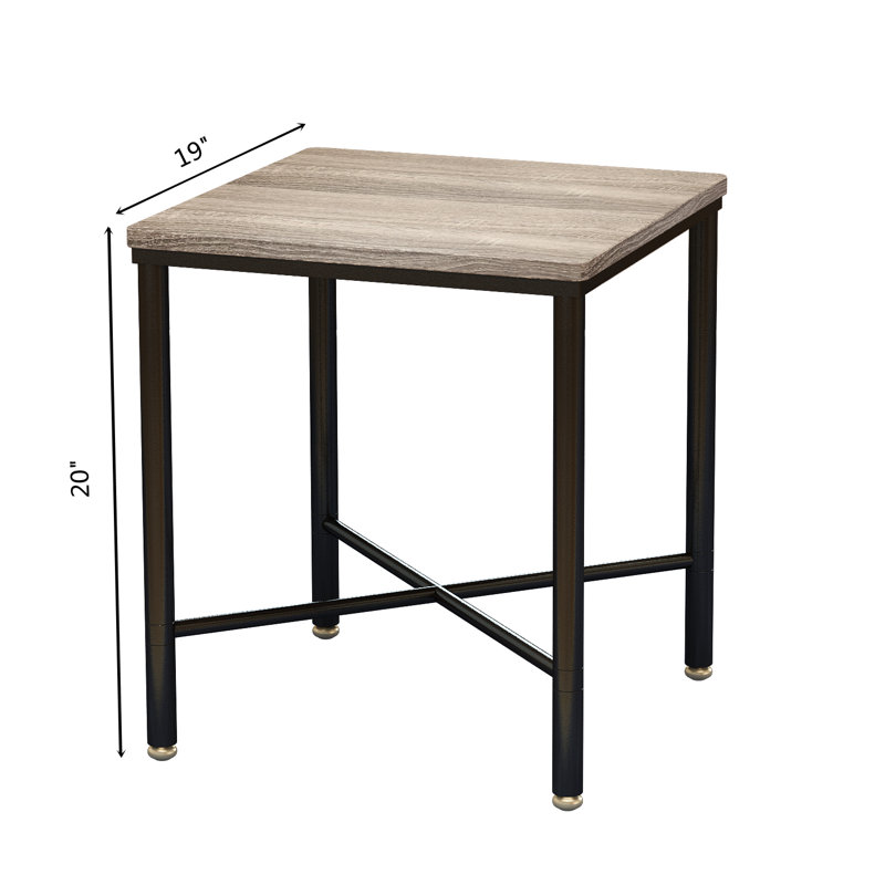 Table de bout carrée Logan Braedy avec plateau en bois et structure en métal