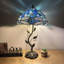 Lampe de table Haydee avec libellules en verre et fer de couleur bleue et ampoules DEL incluses H 24 po x l 14 po
