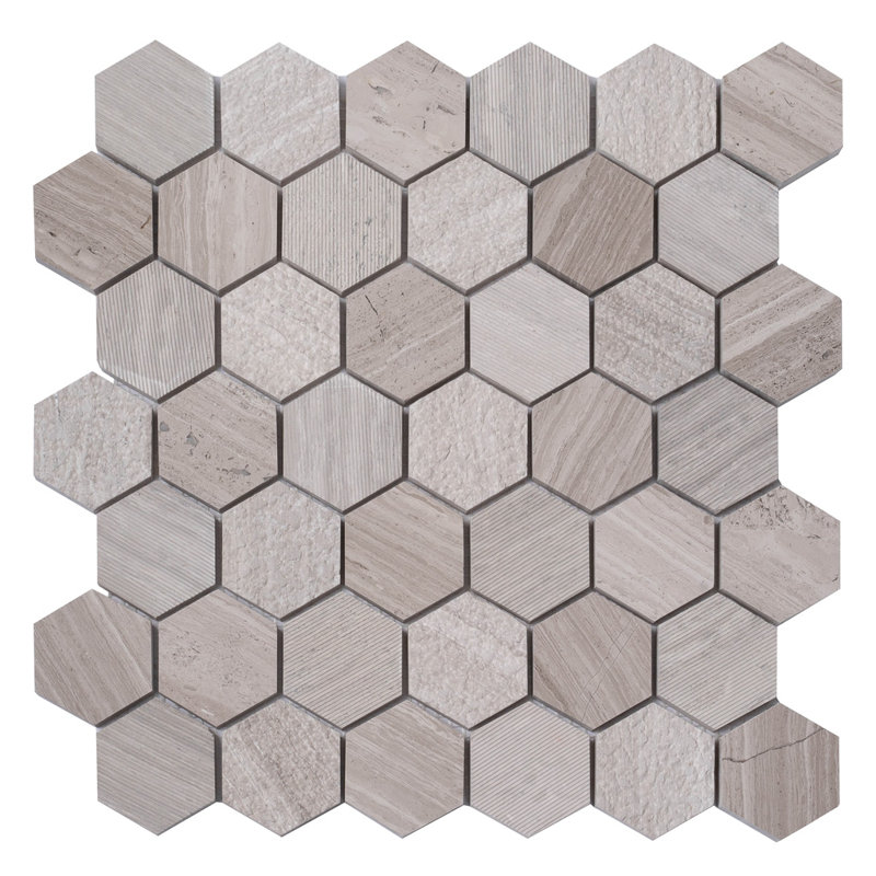 Carreau de mosaïque en marbre texturé, Gris