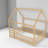 Sturdy Pine Wood Full Size Floor Bed With Roof, Modern Natural Design