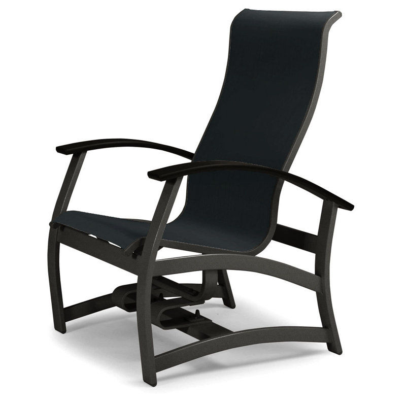 Askar Powder Coated Aluminum Outdoor Lounge Chair, Black P70, Black 5D Sunbrella®, Textured Graphite