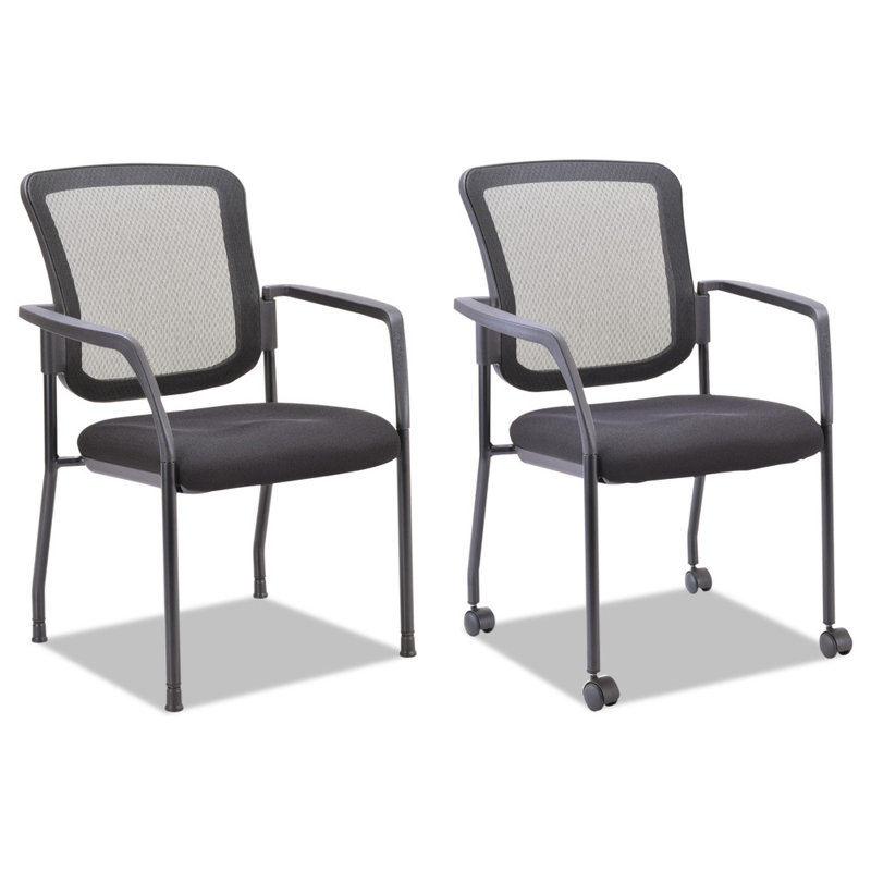 Modern Mesh Guest Stacking Chair with Black Metal Frame