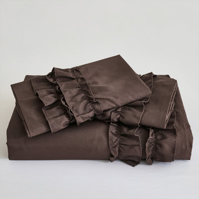 Avocado Duvet Cover Ruffled Bedding Set Pleated Ruffle Fringe Bedding Soft Cozy Boho Bedroom Bedding for All Season