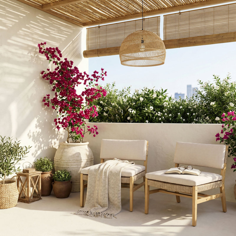 Chaise longue OMI en acacia et coussin