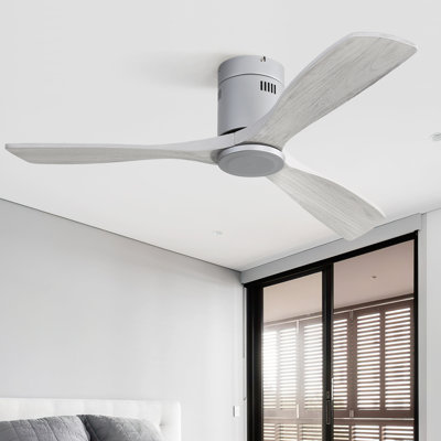 132CM Solid Wood 3-Blade Propeller Ceiling Fan with Remote Control