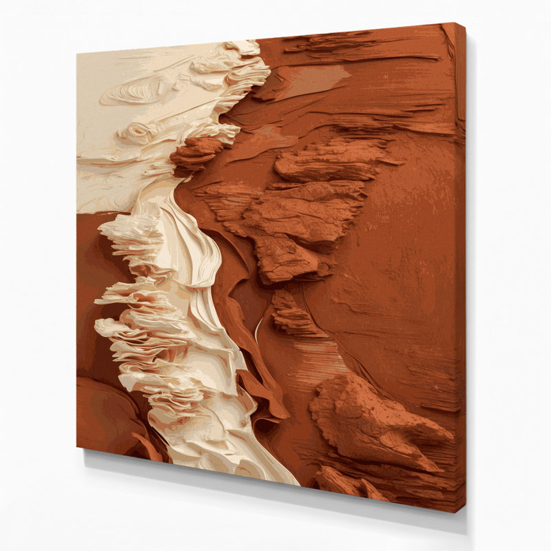 Paysage abstrait 2, art mural sur toile brune, 12" H x 12" W