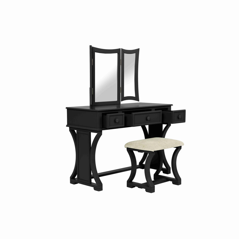 Ensemble de meuble-lavabo de salle de bain unique moderne avec tabouret pliable en MDF avec placage 1 pièce