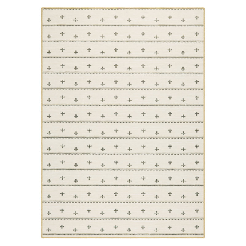 EVERWASH Haven Scandinavian Stripe Machine Washable Rug with AirFlo Technology, Beige/Brown, 6'x9', 6 x 9
