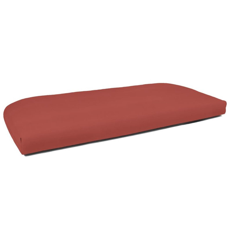 Casual Cushion Solid Sunbrella® Fabric 1-Piece Indoor/Outdoor Wicker Bench Cushion, 43.5"W x 19.5"L, Henna, Henna Sunbrella®
