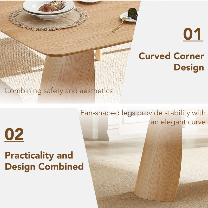 71'' Bentwood Leg Dining Table, Oak