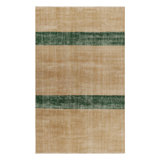 Vintage Zeki Müren Rug, Beige With Green Striped Minimalist Design - Rug & Kilim