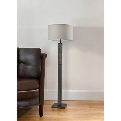 Lampe sur pied en bois et métal 62 po Balmeet avec abat-jour tambour en tissu