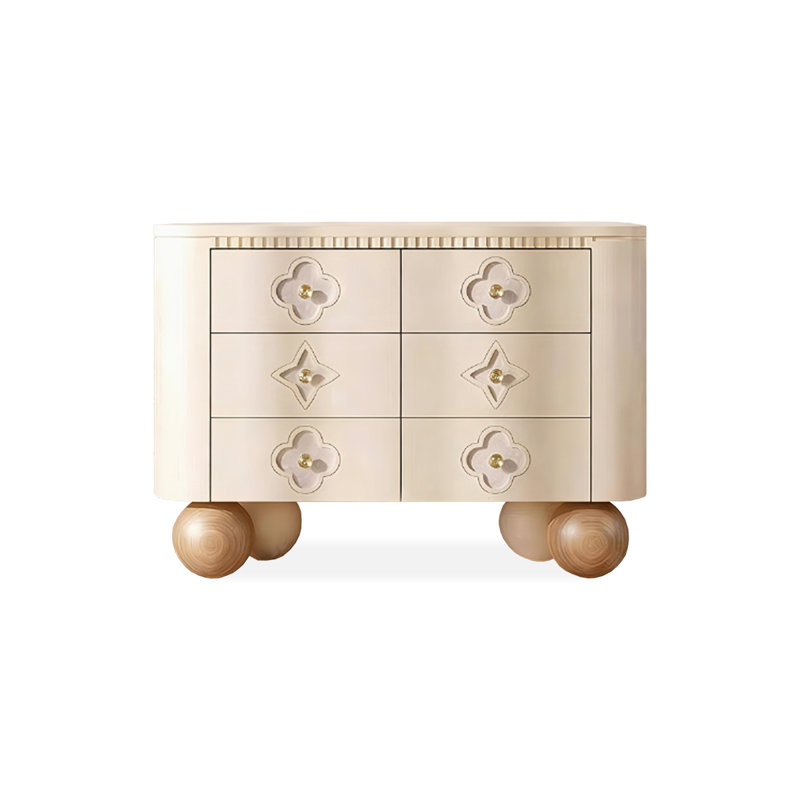 Buffet décoratif rétro en bois massif blanc