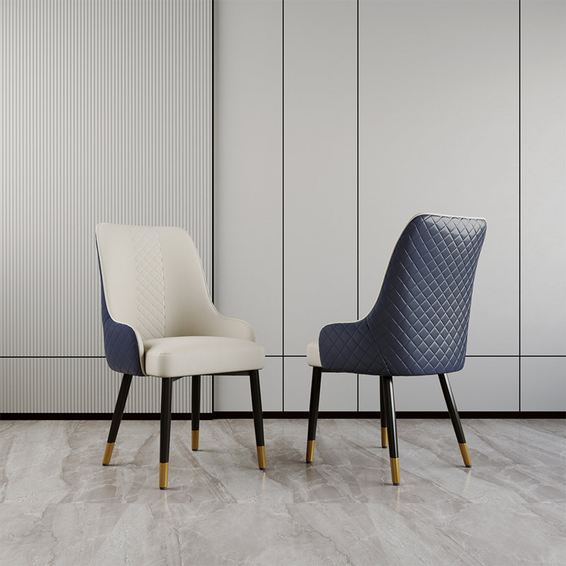 Faux Leather High Back Dining Chairs, Navy