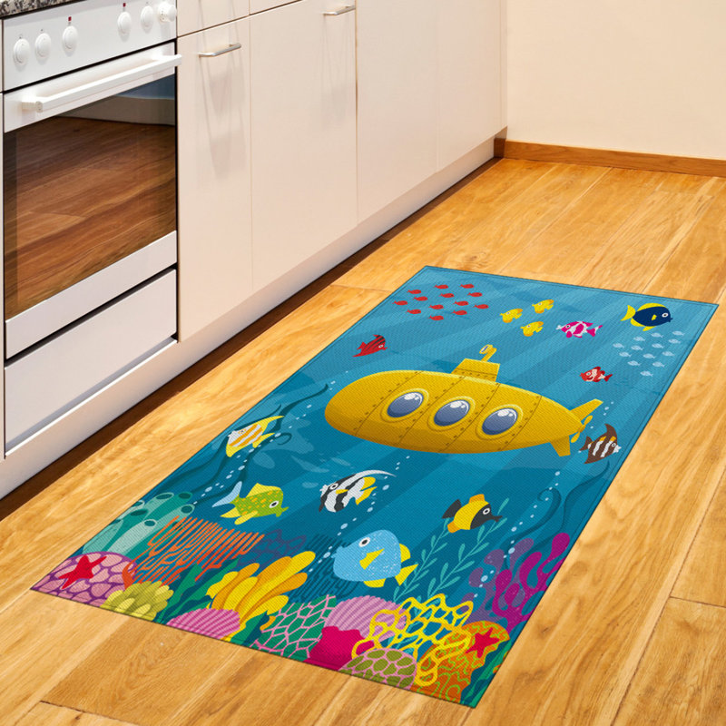 Submarine Yellow Submarine High Density Long Fiber Poly Threads Decorative Area Rug Carpet, Rectangle 2'7" x 5'