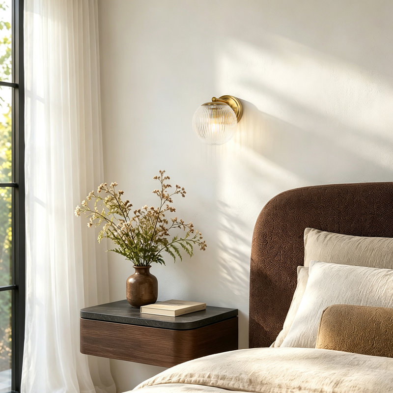 1-Light Ribbed Glass Wall Sconce
