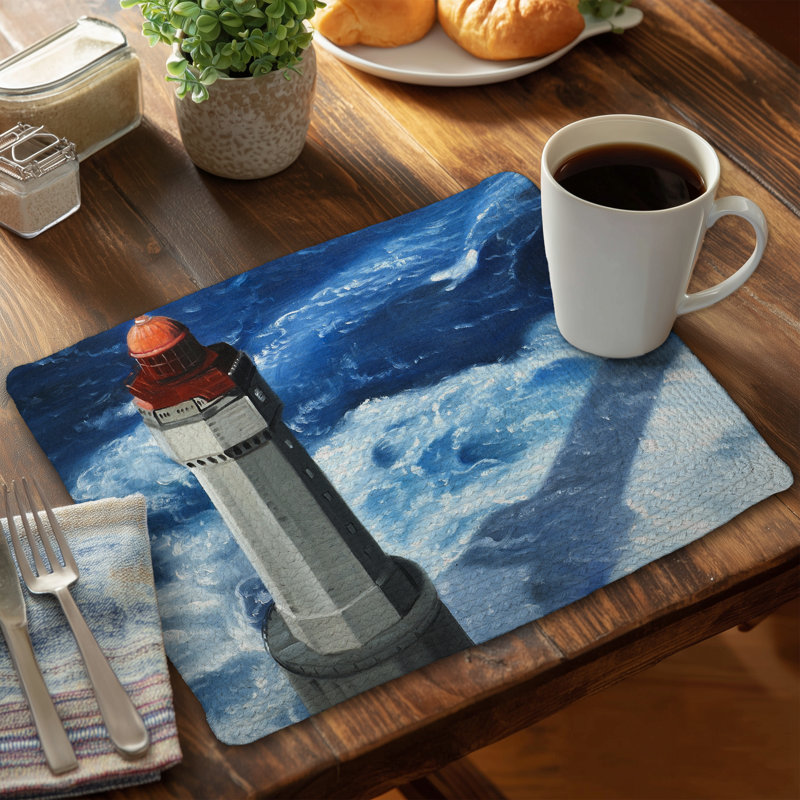 Ensemble de 4 napperons en polyester tressé | Le phare de Jument