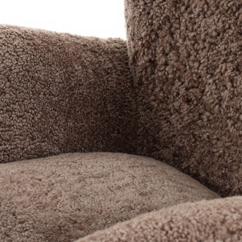 Amelie Wingback Chair, Taupe Shearling
