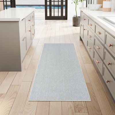 Tapis d'intérieur ivoire bleu à texture naturelle 2 pi 3 po x 7 pi 6 po Nourison