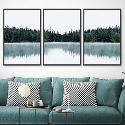 " The Forest Trees And River Nature Landscape Photo Home Artwork Decoration For Living Room Bedroom " 3 - Pieces on