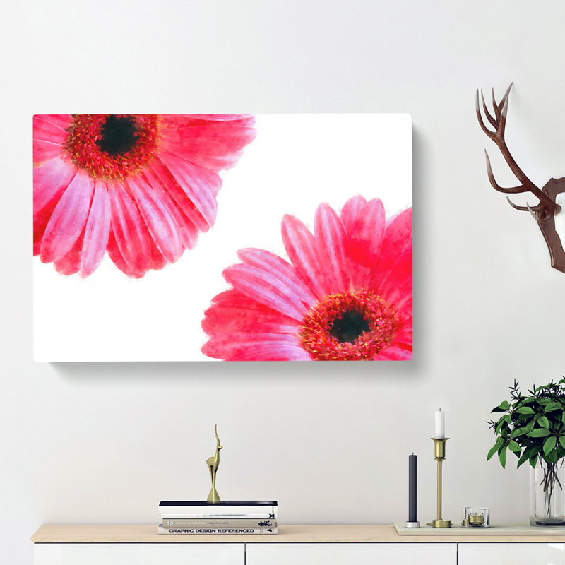 Two Spring Flowers In Pink - Wrapped Canvas Painting, 50cm H x 76cm W x 3cm D