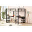 Lit mezzanine en métal avec bureau - Solution de chambre à coucher noire antirouille et fiable