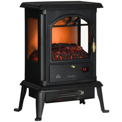 23" Electric Infrared Fireplace Stove, Freestanding Heater with Realistic Log Flame, Adjustable Temperature, Timer, 1000W/1500W for 270 Sq. Ft.