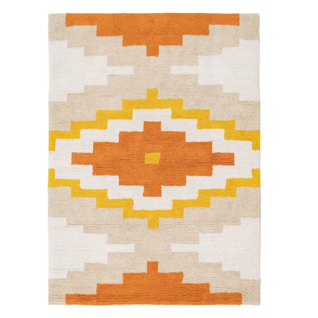 Teppich Liamgabriel aus Baumwolle in Gelb/Orange/Beige