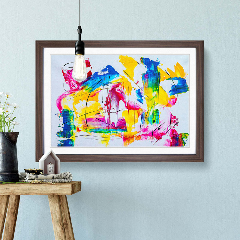 Abstract Art Painting Vol.239 by S.Johnson - Picture Frame Painting Print, 62cm H x 87cm W x 2cm D, Walnut Framed
