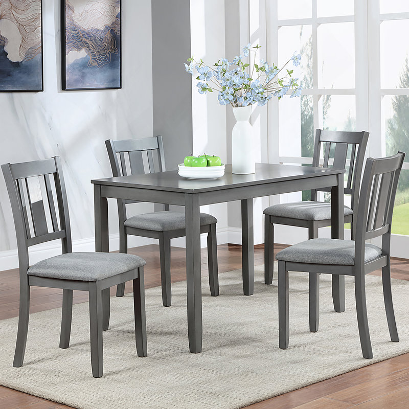 Ensemble de chaises de salle à manger pour 4 avec siège rembourré, gris, Gris