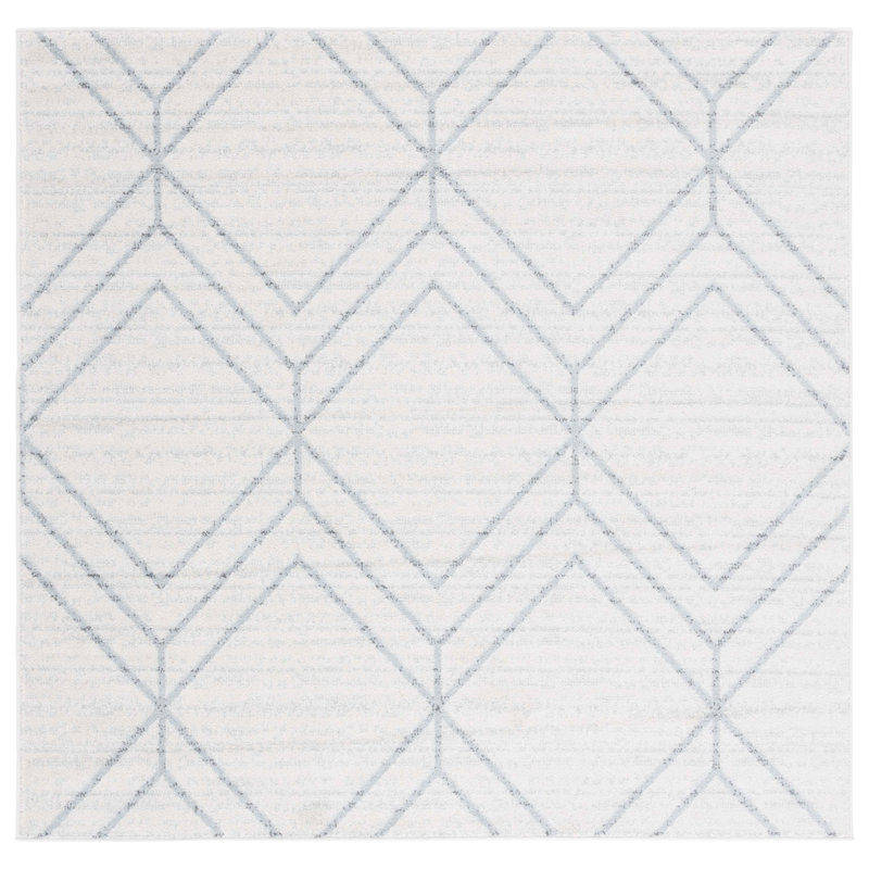 Beckstead Geometric Gray/Blue Area Rug, Square 6'