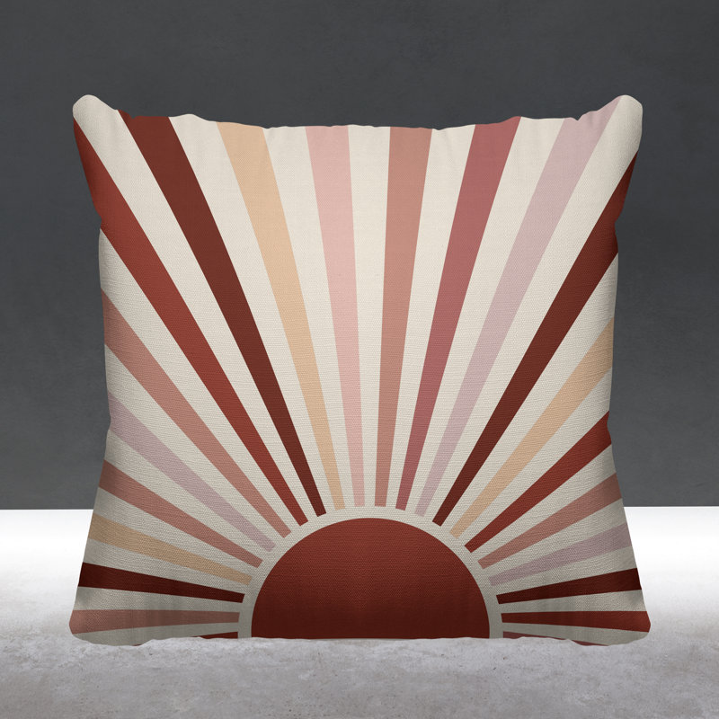 Coussin décoratif intérieur / extérieur Boho Sunburst, L 19 po x H 19 po, Rouge